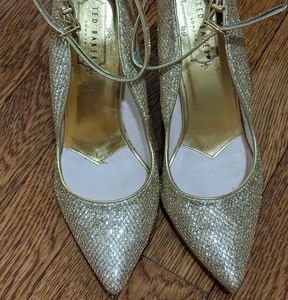 Offers welcome! Gorgeous Ted Baker Gold pumps